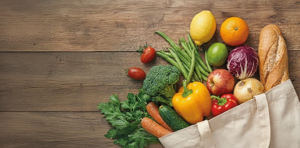 Fresh produce in a grocery store